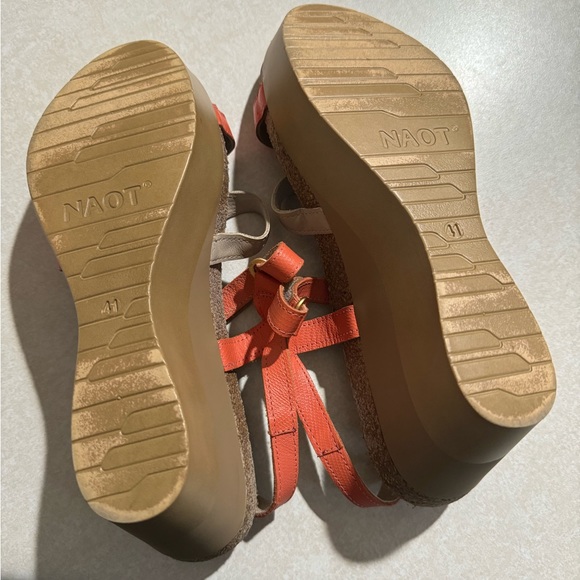 NAOT CANAAN RISE Wedge Leather Cork Peach Slingback Sandals. Women’s 41/10. - Picture 3 of 8